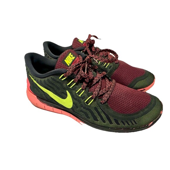 Men's Nike Free 5.0 Running Shoes. Black and red/burgundy SIZE 9 - Picture 1 of 8